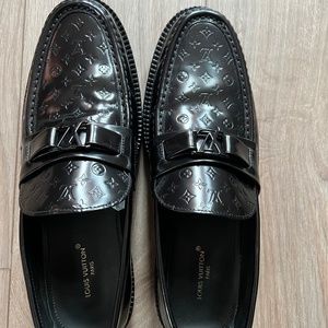 Louis Vuitton Black Damier Infini Leather Hockenheim Slip On Loafers Size  44 Louis Vuitton